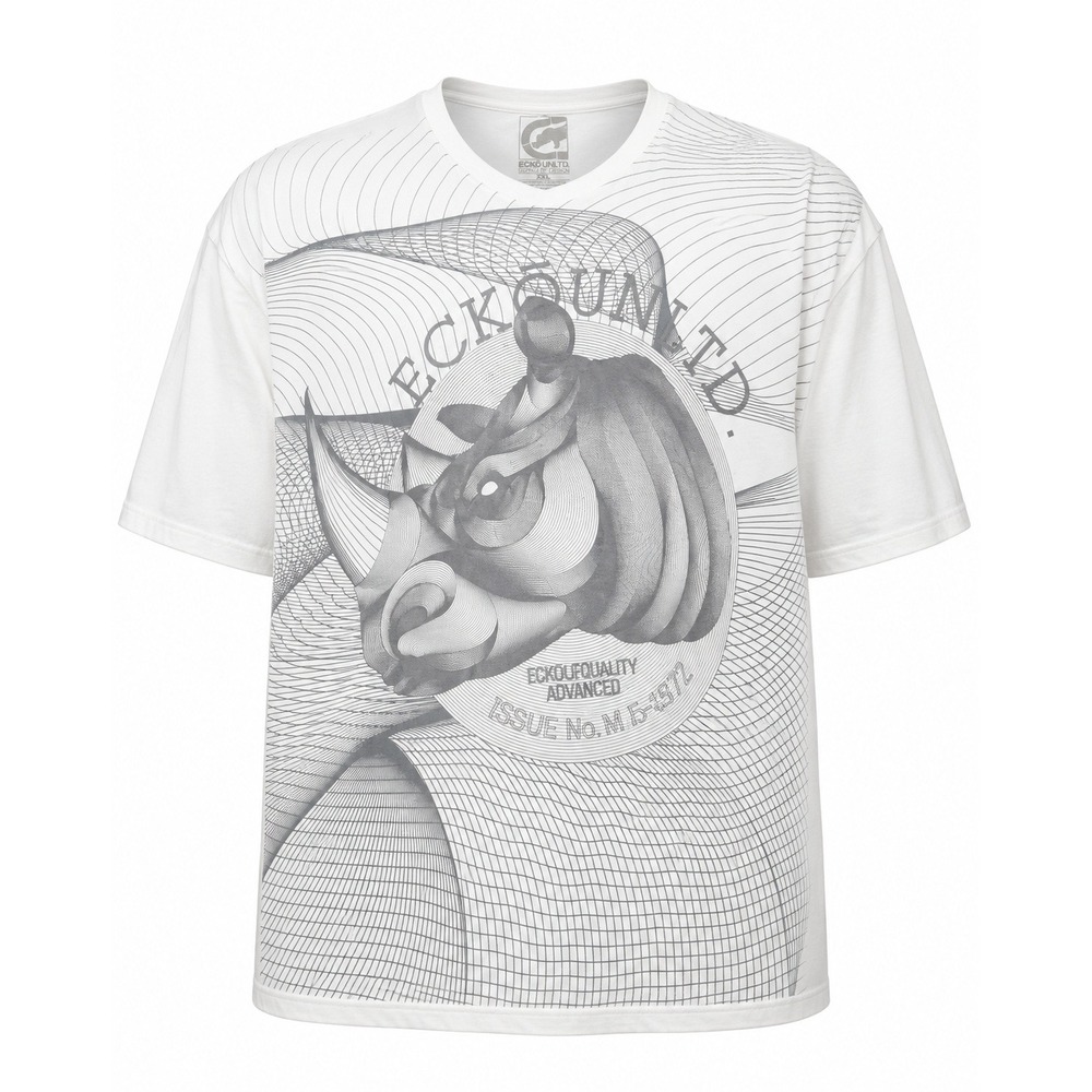 Ecko Unltd Rhino Graphic T-Shirt Men's XXL White Y2K Streetwear